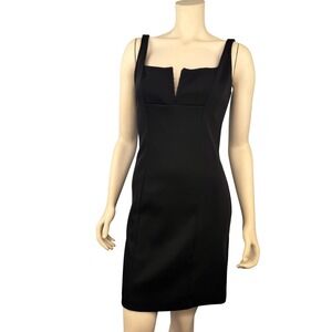 Hollywood Nites Dress Womens 6 Black Square Neck Notch Sheath Mini Vintage